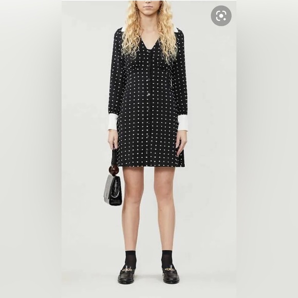 NWT Maje polka dot dress with contrasting details - M - Picture 2 of 9